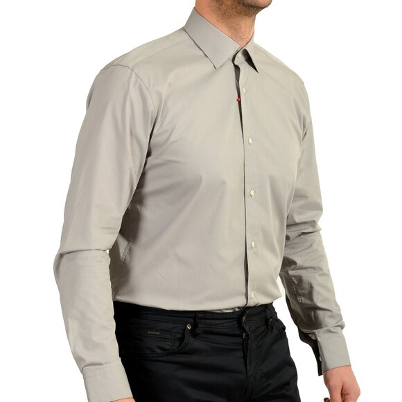 Hugo Boss Men's "Valerio" Modern Fit Gray Long Sleeve Dress Shirt US 15.5 IT 39 - Picture 5 of 9